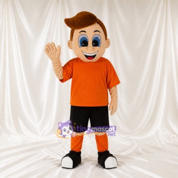 Orange Athlete Boy Mascot Costume Full Body for Adults Sports Events