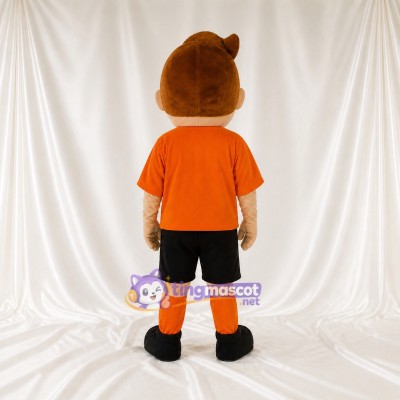 Orange Athlete Boy Mascot Costume Full Body for Adults Sports Events