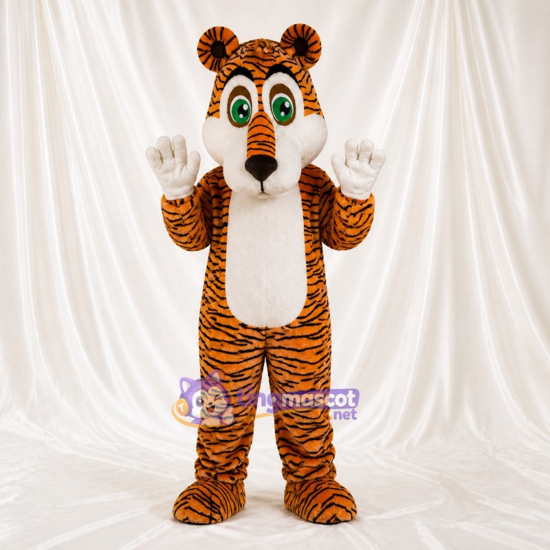 Construction Tiger Mascot Costume Full Body for Adults School Events