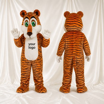 Construction Tiger Mascot Costume Full Body for Adults School Events
