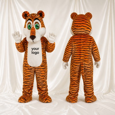 Construction Tiger Mascot Costume Full Body for Adults School Events