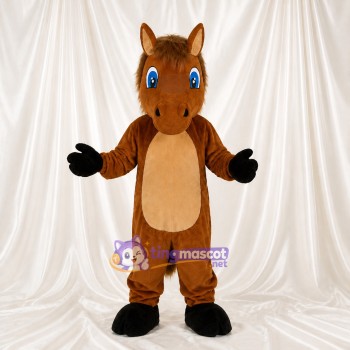 Brown Brown and Tan Horse Mascot Costume Full Body for Adults School Events