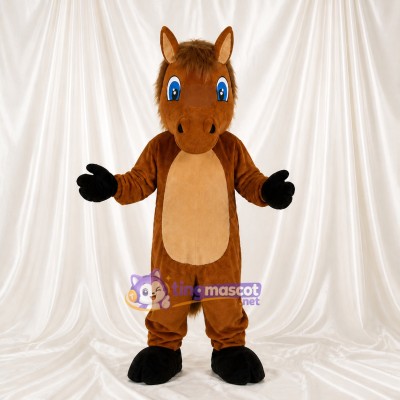 Brown Brown and Tan Horse Mascot Costume Full Body for Adults School Events