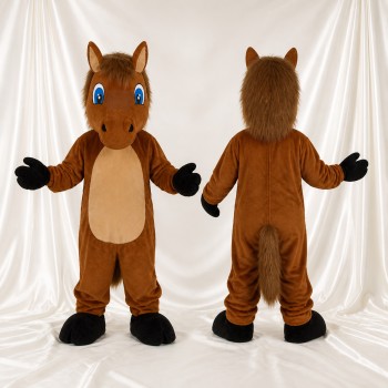 Brown Brown and Tan Horse Mascot Costume Full Body for Adults School Events