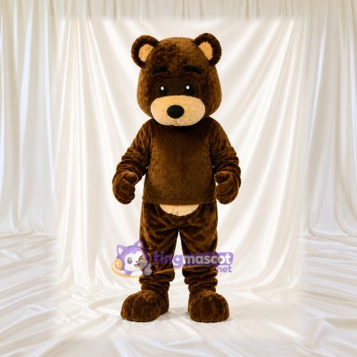 Brown and White Bear Mascot Costume Full Body for Adults School Events