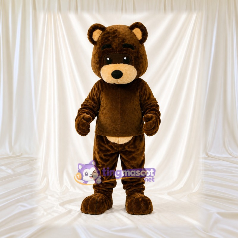 Brown and White Bear Mascot Costume Full Body for Adults School Events