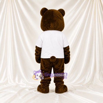 Brown and White Bear Mascot Costume Full Body for Adults School Events
