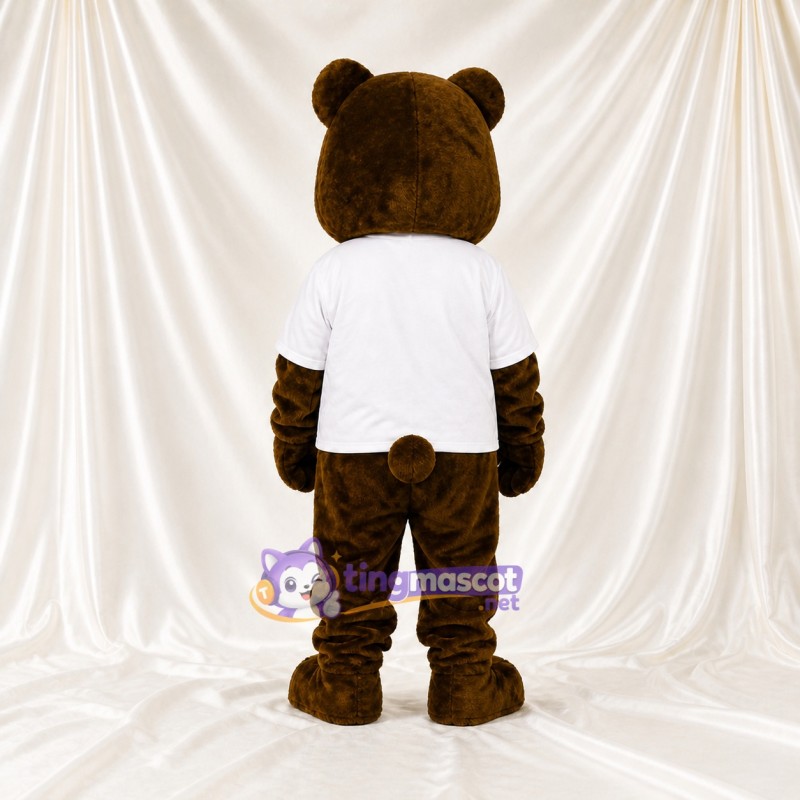 Brown and White Bear Mascot Costume Full Body for Adults School Events