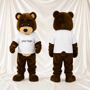 Ours brun et blanc Costume de mascotte intégral pour adultes Événements scolaires
