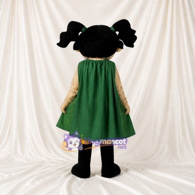 Green Superhero Girl Mascot Costume Full Body for Adults School Events