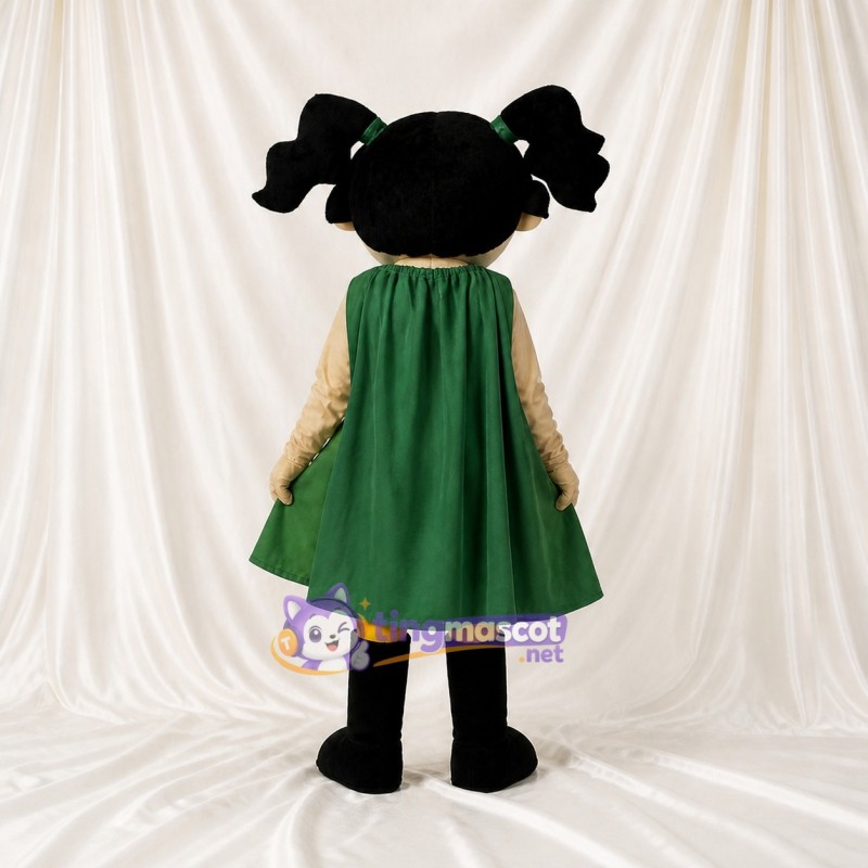 Green Superhero Girl Mascot Costume Full Body for Adults School Events