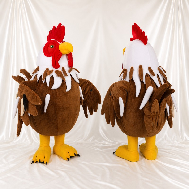 Brown Chicken Mascot Costume Full Body for Adults School Events