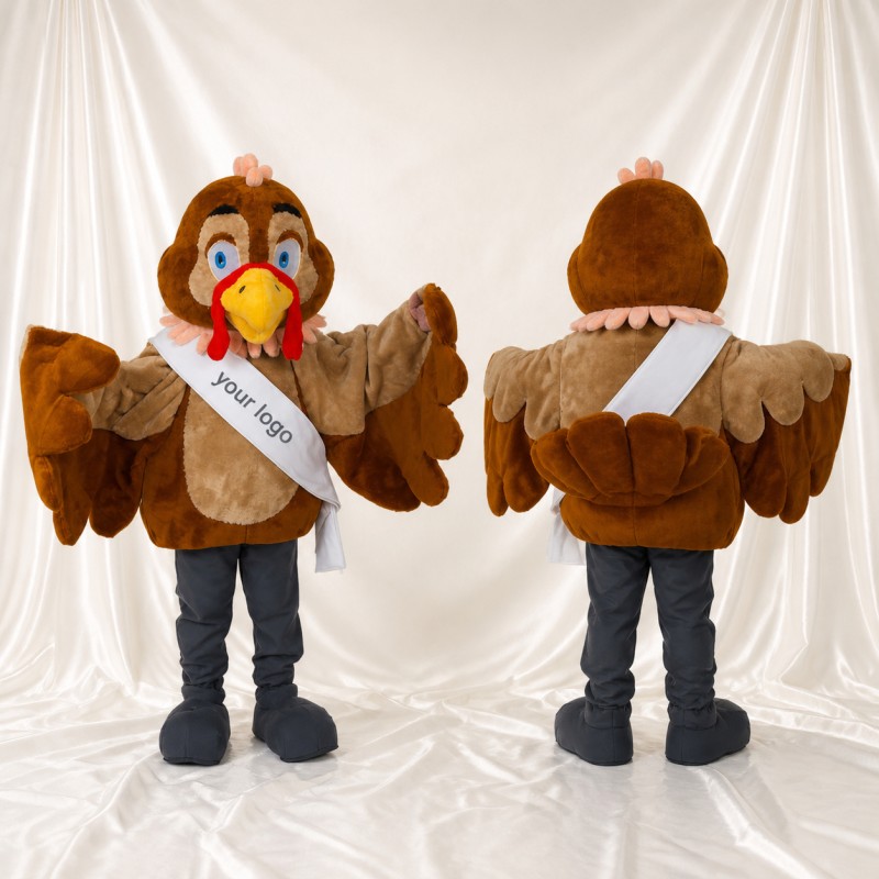 Brown Turkey Mascot Costume Full Body for Adults School Events