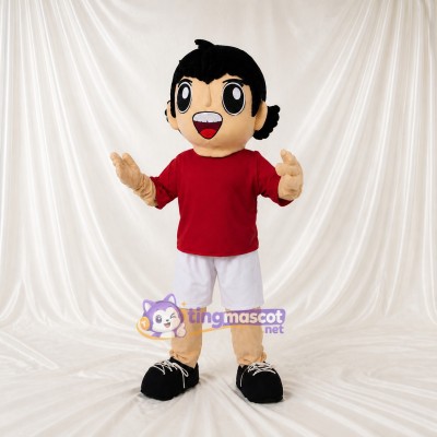 Red Expressive Color Cartoon Boy Mascot Costume Full Body for Adults Schools