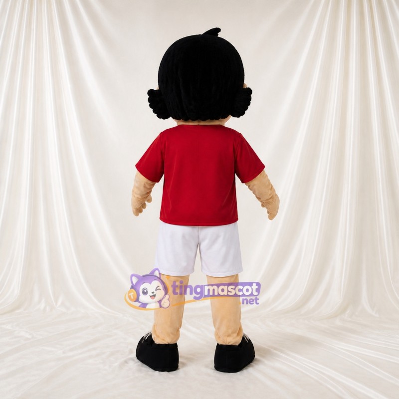 Red Expressive Color Cartoon Boy Mascot Costume Full Body for Adults Schools
