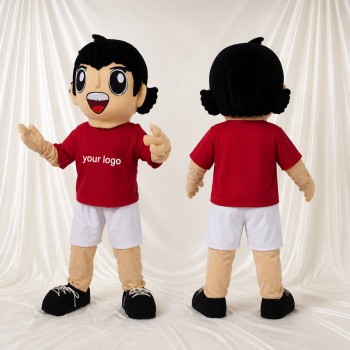 Garçon de Dessin Animé Couleur Expressive Rouge Costume de mascotte intégral pour adultes Écoles