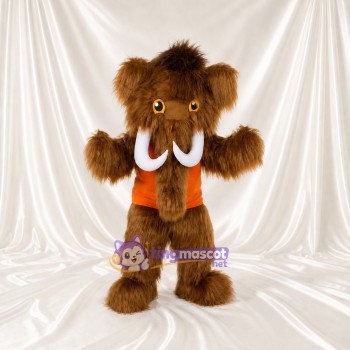 Brown and Orange Woolly Mammoth Mascot Costume Full Body for Adults Schools