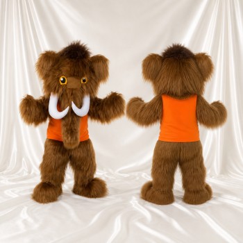 Brown and Orange Woolly Mammoth Mascot Costume Full Body for Adults Schools