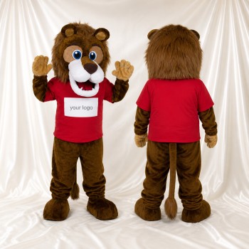 Brown and Red Lion Mascot Costume Full Body for Adults School Events