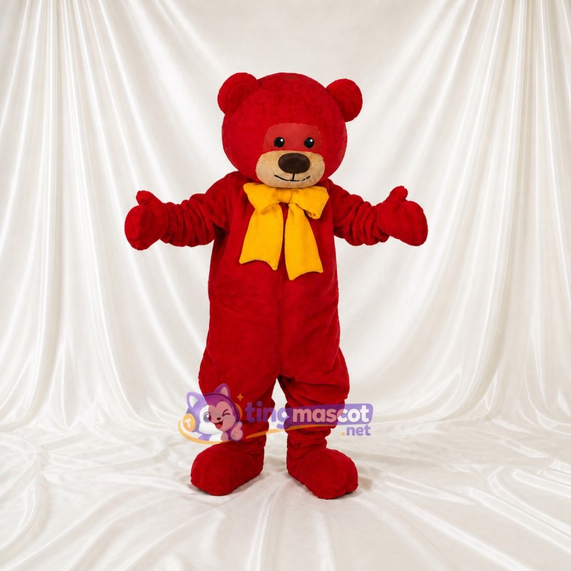 Red Bear Mascot Costume Full Body for Adults School Events