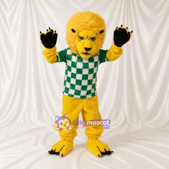 Yellow Team Uniform Lion Athlete Mascot Costume Full Body for Adults Sports