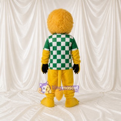 Lion Athlète en Uniforme d'Équipe Jaune Costume de mascotte intégral pour adultes Sports