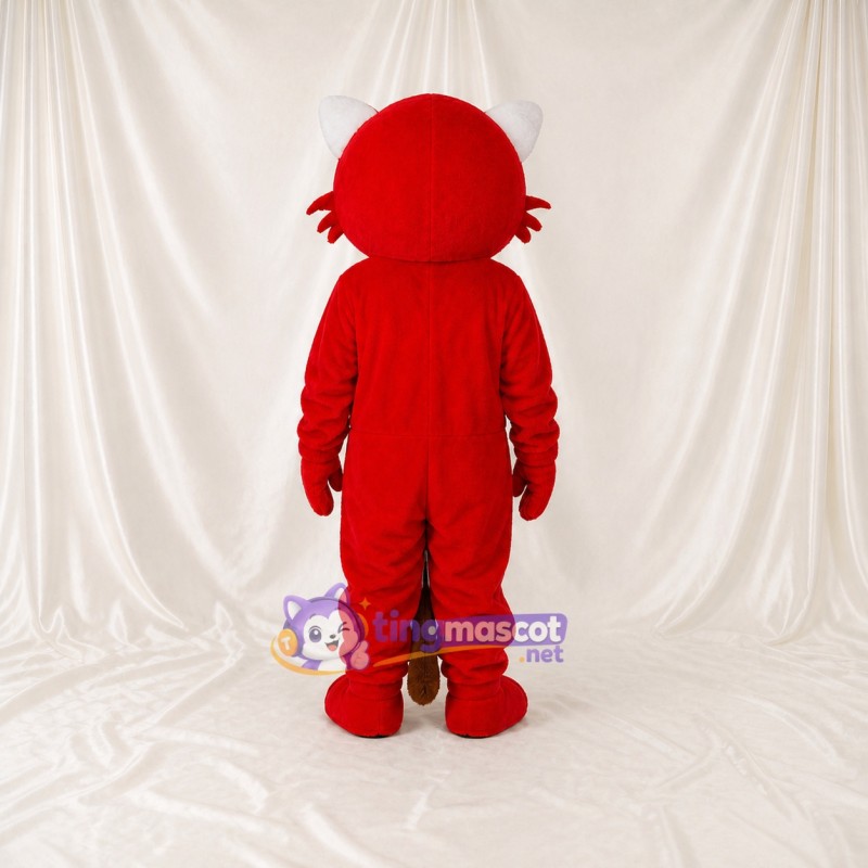 Red Construction Fox Mascot Costume Full Body for Adults School Events