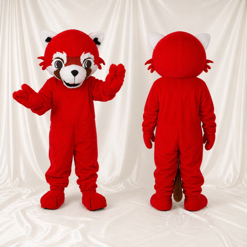 Red Construction Fox Mascot Costume Full Body for Adults School Events