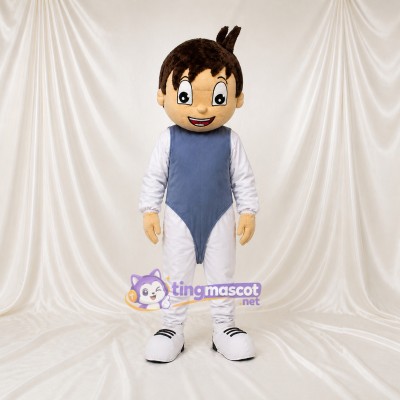 Gray Cartoon Child Mascot Costume Full Body for Adults School Events