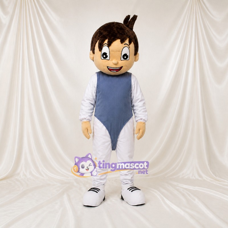 Gray Cartoon Child Mascot Costume Full Body for Adults School Events