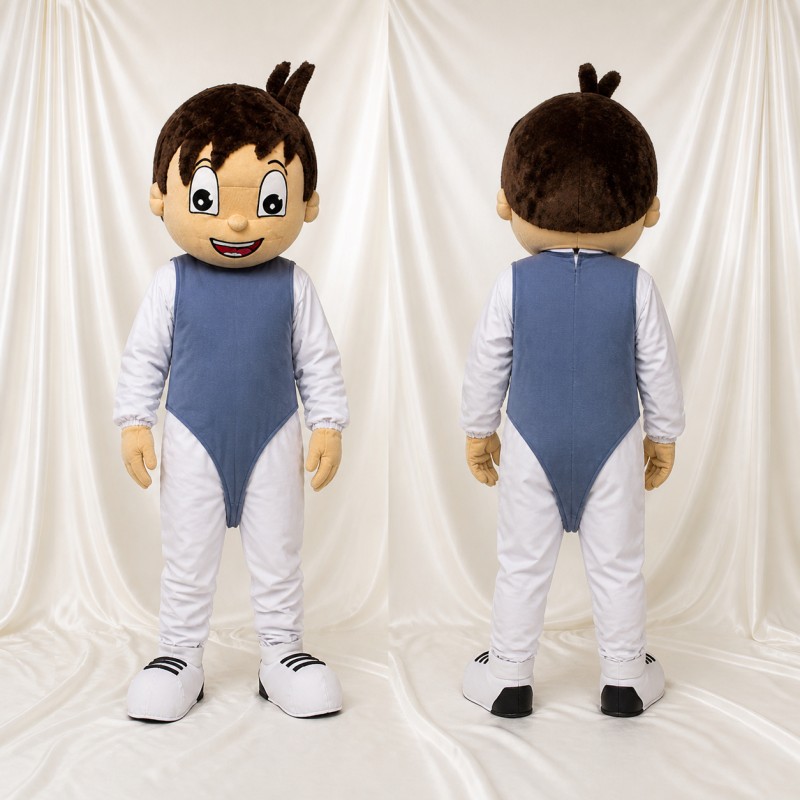 Gray Cartoon Child Mascot Costume Full Body for Adults School Events