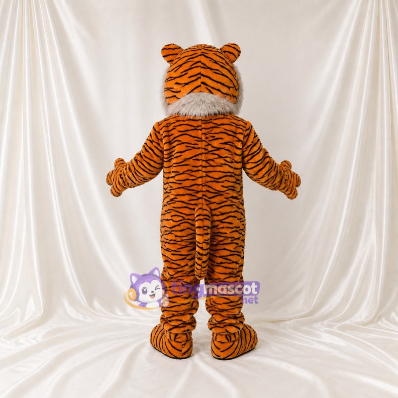 Orange Construction Tiger Mascot Costume Full Body for Adults School Events