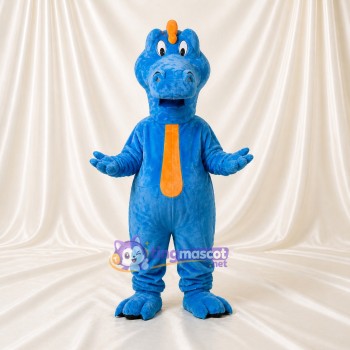 Blue Construction Dinosaur Mascot Costume Full Body for Adults School Events
