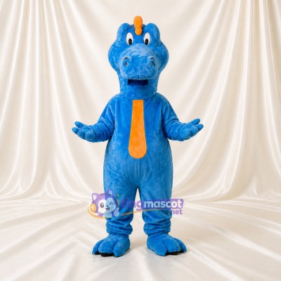 Blue Construction Dinosaur Mascot Costume Full Body for Adults School Events