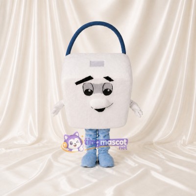 White Shopping Bag Mascot Costume Full Body for Adults Promotions