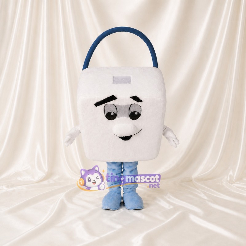 White Shopping Bag Mascot Costume Full Body for Adults Promotions