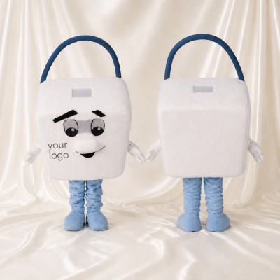 White Shopping Bag Mascot Costume Full Body for Adults Promotions