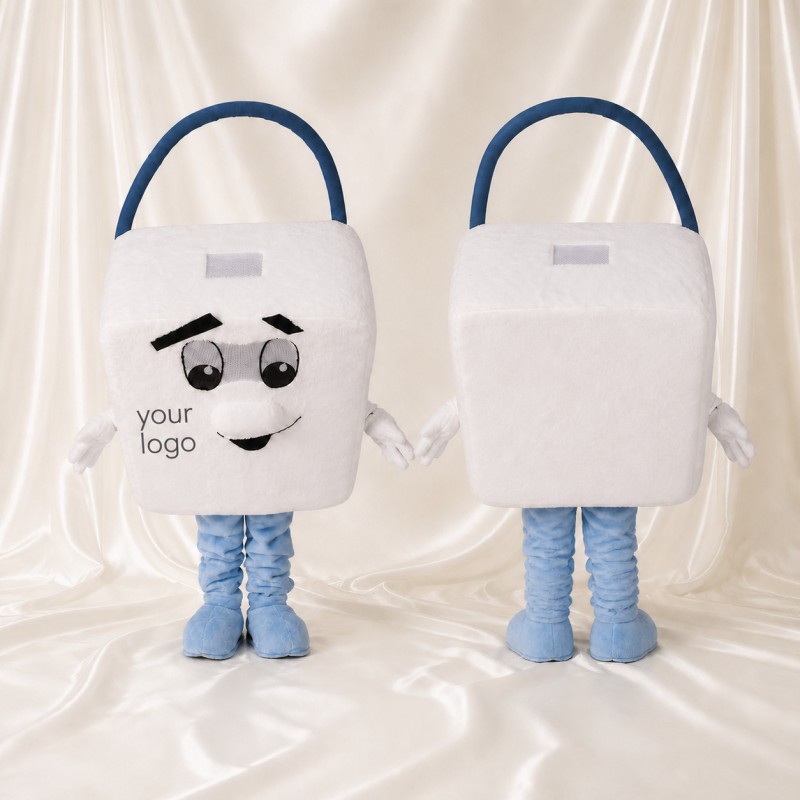 White Shopping Bag Mascot Costume Full Body for Adults Promotions