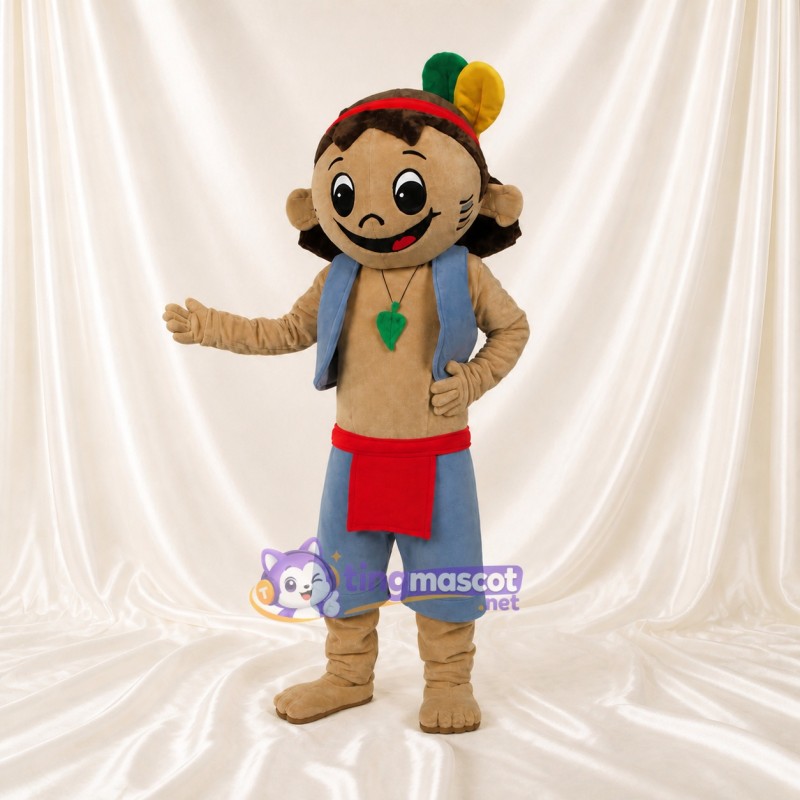 Tan Explorer Boy Mascot Costume Full Body for Adults Promotions