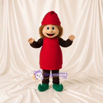 Gnome Fantastique Sculpté Rouge Costume de mascotte intégral pour adultes Événements scolaires