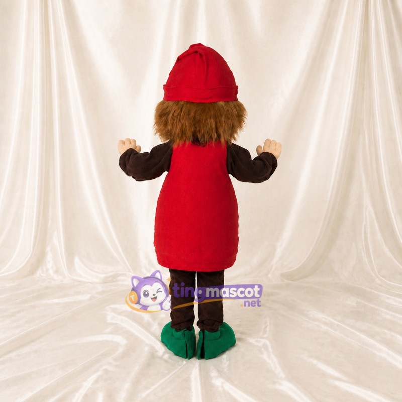 Red Sculpted Fantasy Gnome Mascot Costume Full Body for Adults School Events