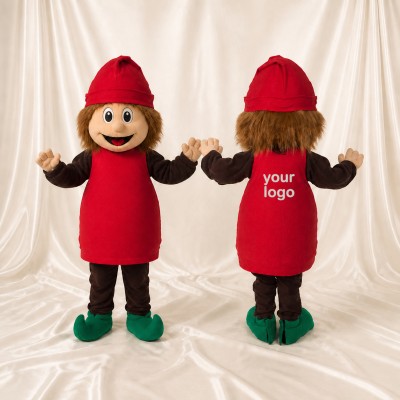 Red Sculpted Fantasy Gnome Mascot Costume Full Body for Adults School Events