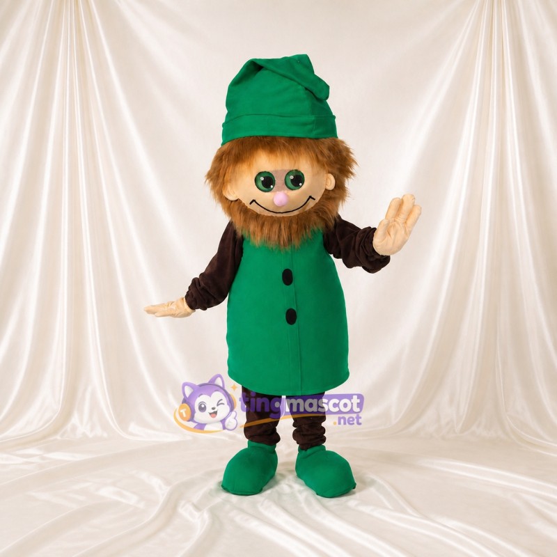 Green Sculpted Fantasy Gnome Mascot Costume Full Body for Adults School Events