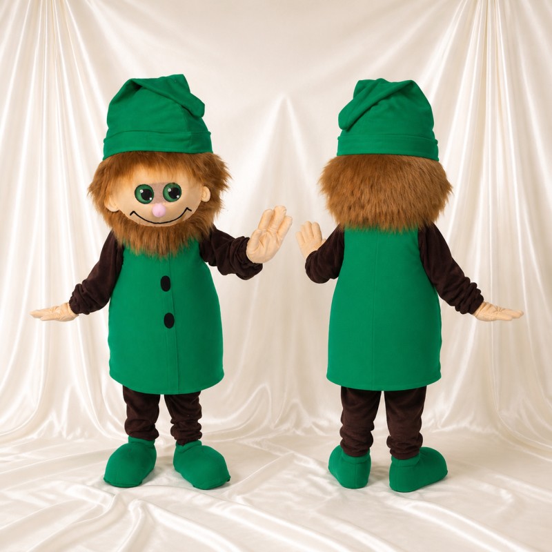 Green Sculpted Fantasy Gnome Mascot Costume Full Body for Adults School Events