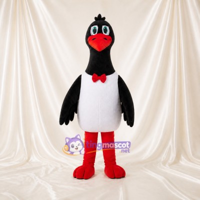 Black Construction Goose Mascot Costume Full Body for Adults School Events