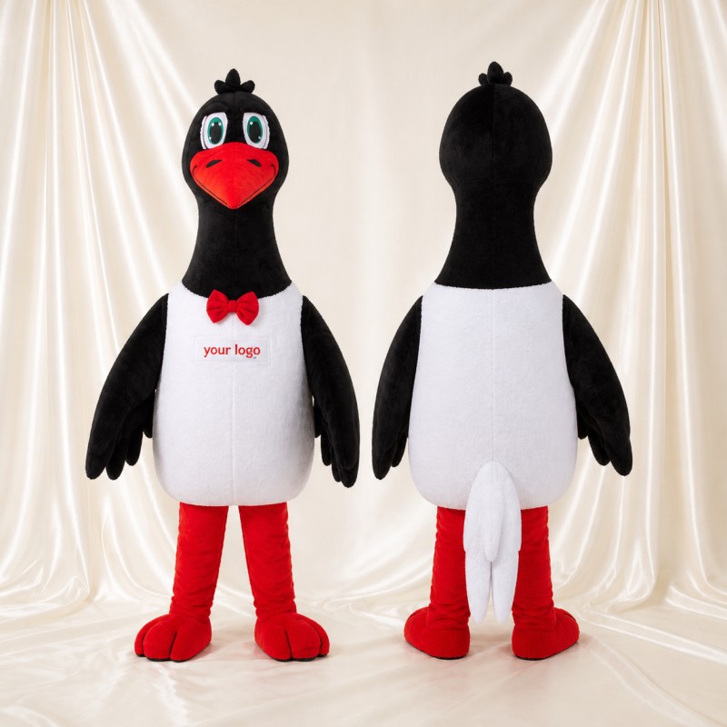 Black Construction Goose Mascot Costume Full Body for Adults School Events