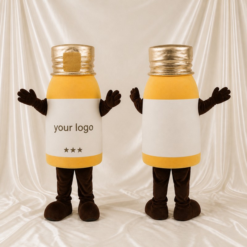 Front Bold Medicine Bottle Mascot Costume Full Body for Adults Promotions
