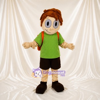 Green Schoolboy Mascot Costume Full Body for Adults School Events