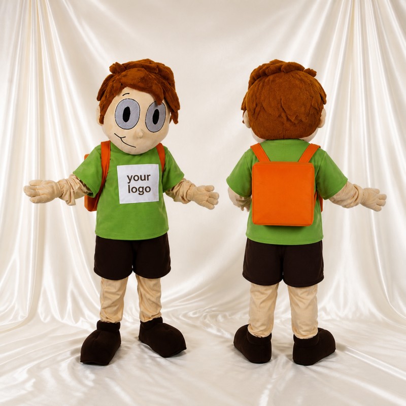 Green Schoolboy Mascot Costume Full Body for Adults School Events