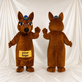 Brown Kangaroo Mascot Costume Full Body for Adults School Events